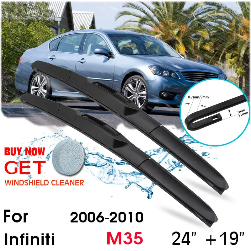 

Car Wiper Blade Front Window Windshield Rubber Silicon Refill Wipers For Infiniti M35 2006-2010 LHD/RHD 24"+19" Car Accessories