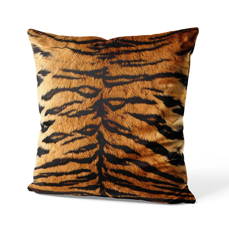 Ahitemisi-Juste de coussin en fourrure de tigre, taies d'oreiller imprimées, 45cm x 45cm