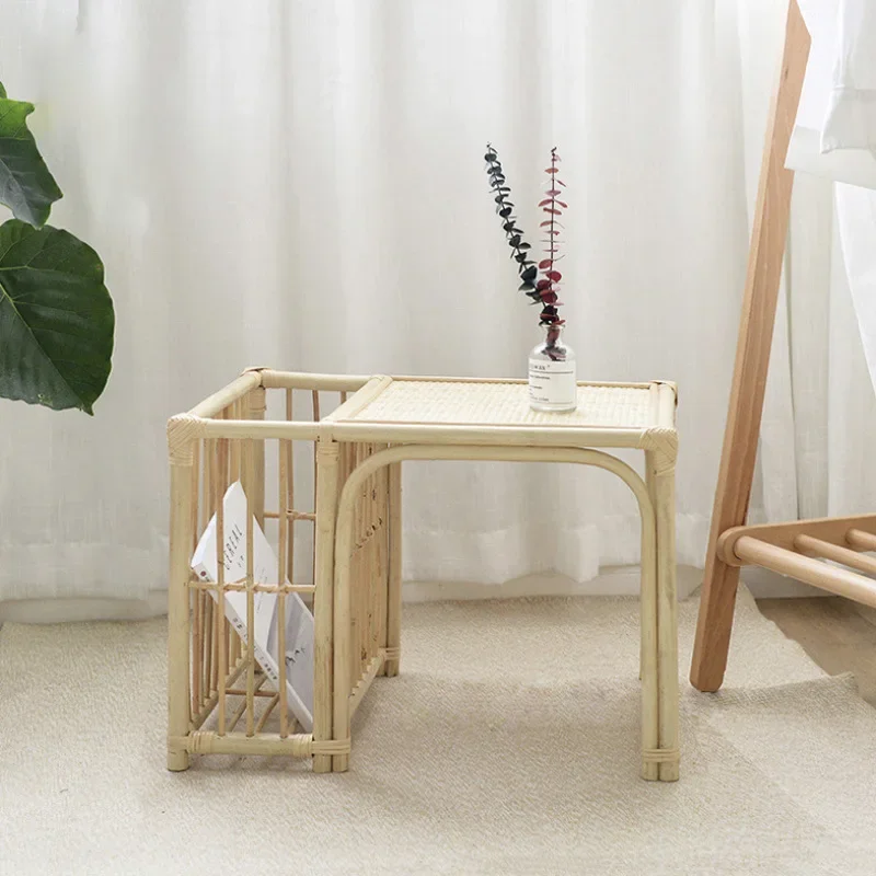 Rattan small coffee table storage handmade Indonesian simple side table Korean bay window B & B