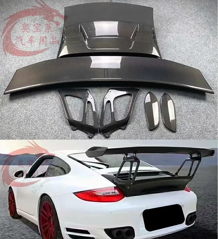 Real Carbon Fiber Rear Wing Lip Diffuser Tail Trunk Spoiler For Porsche 911 997 2006-2011GT3 RS Style