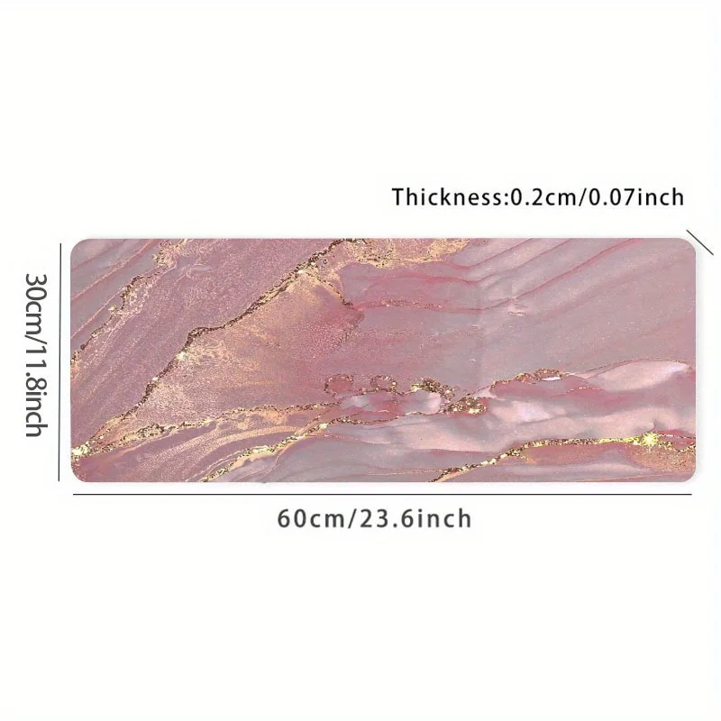 로즈 골드 대리석 대형 마우스 패드, 데스크탑용 귀여운 책상 매트, 컴퓨터 노트북 및 사무실 가정용 쓰기 표면 보호, 1 개
