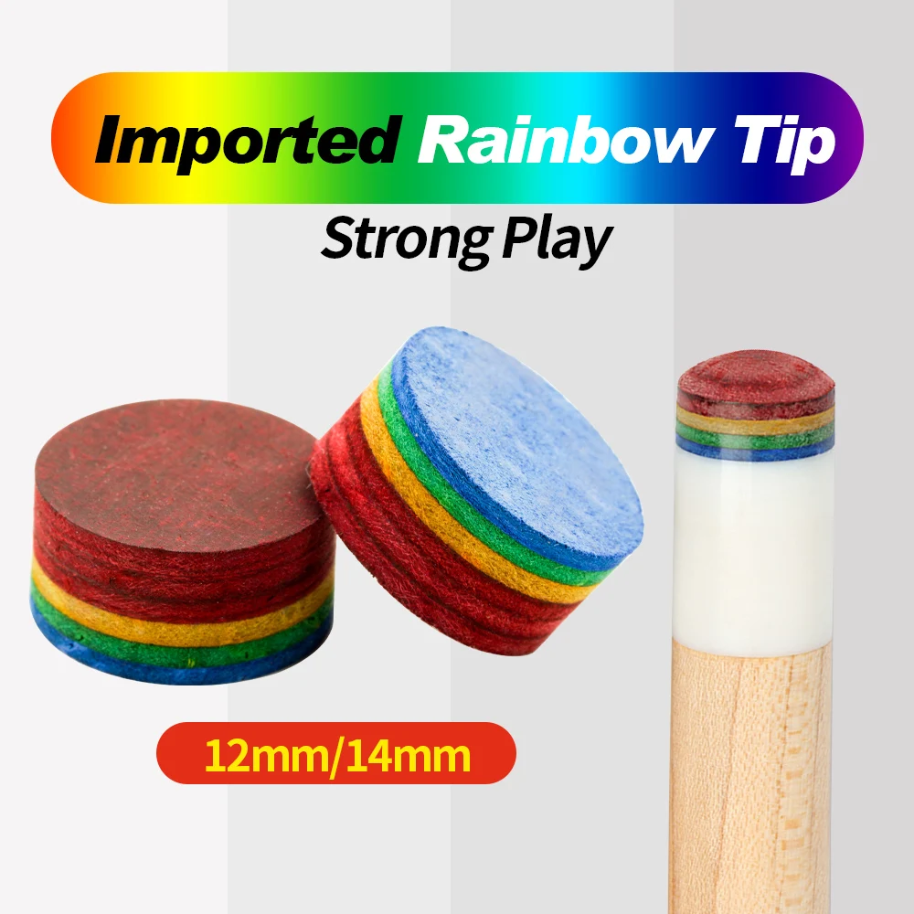 

Rainbow tip 12mm 14mm Multi-Layers Pool Cue Stick Tip Billiards Pool Cue Tip Good Elasticity Tip for Billiard Accessories