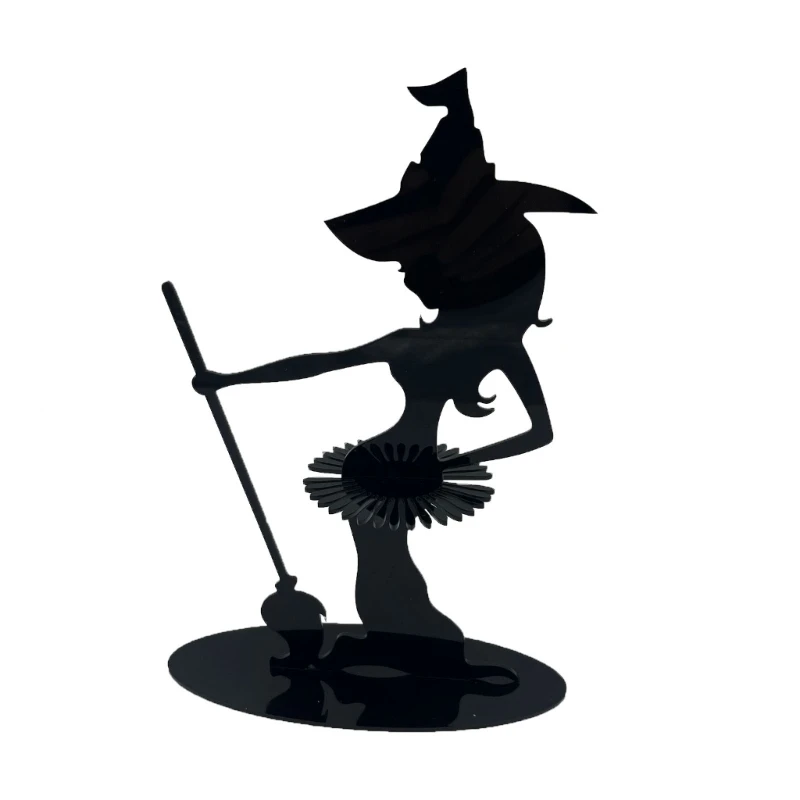 H55A Acrylic Napkin Holder Halloween Witch Statue Tissue Storage Rack Table Decor  for Kitchen Dining Room Decor