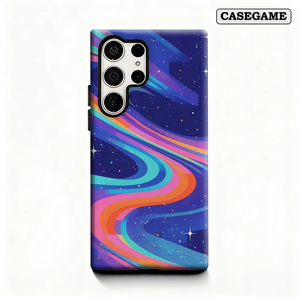 Casegame Phone Case for Samsung Galaxy S25 S26 Ultra S24 S23 Ultra Plus Shockproof Double Layer Neon Galaxy Wave Cover