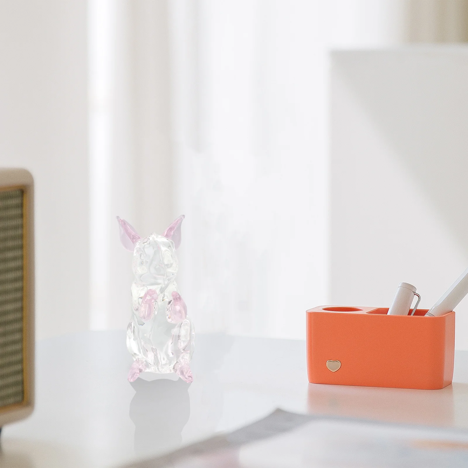 

Bunny Adornment Figurine Decor Animal Glass Figurines Rabbit Decorations Animals Statue Ornament