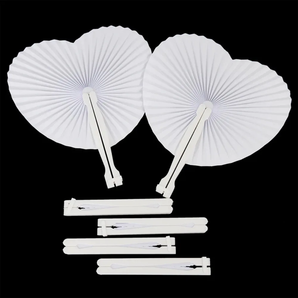 6/12/24Pcs White Peach Shape Round Folding Fan Children's Birthday Wedding Holiday Party Gift Decoration Christmas Carnival Gift