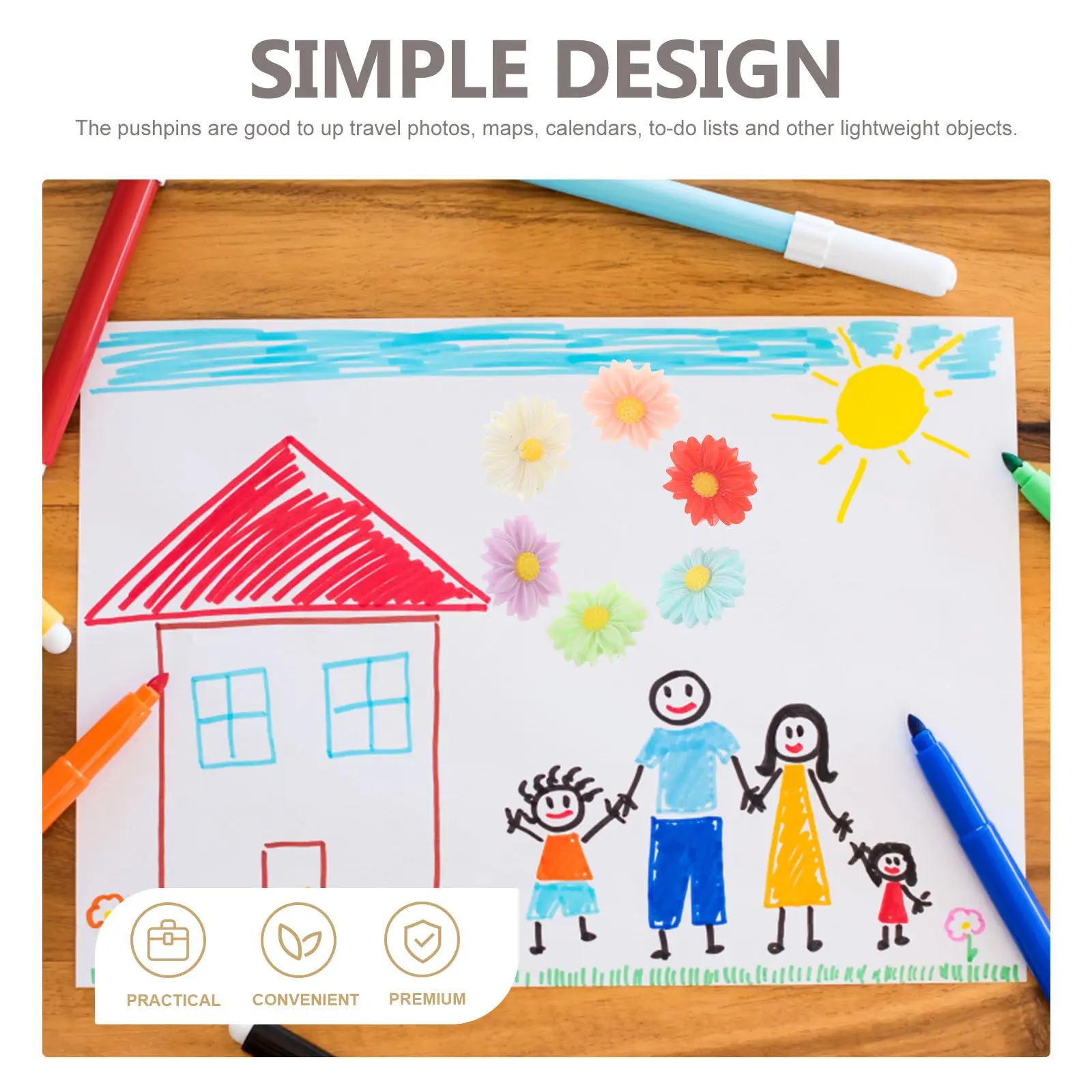 

30 шт. декоративных кнопок-гвоздиков из смолы с дизайном ромашки для доски объявлений, офиса, дома, календаря, карт, фотографий и организации документов