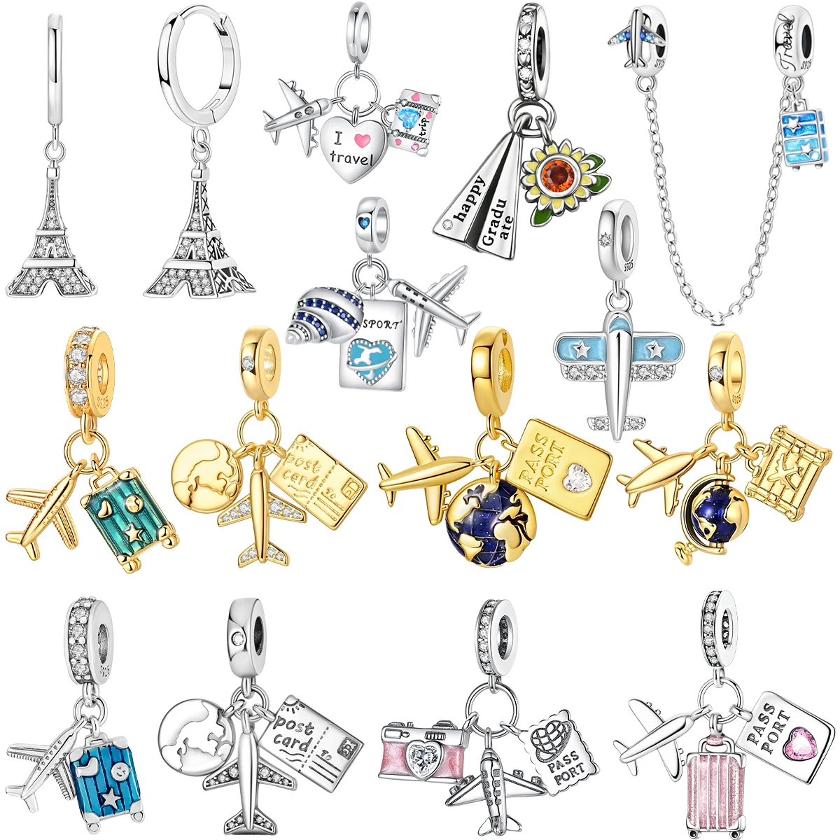 Travel Charms 925 Sterling Silver New York Rome Vienna Pendants Landmark Building Pendant Fit Original Bracelet Fine DIY Jewelry