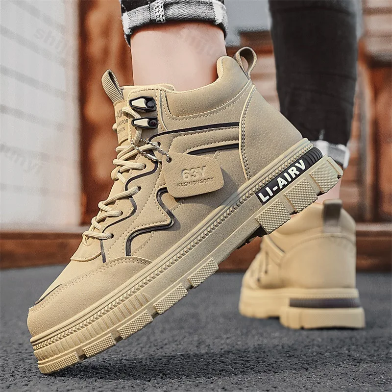 

Осень 2024, новый ретро-дизайн, высокие повседневные туфли на толстой подошве для мужчин, модные трендовые универсальные удобные полусапожки на массивном каблуке