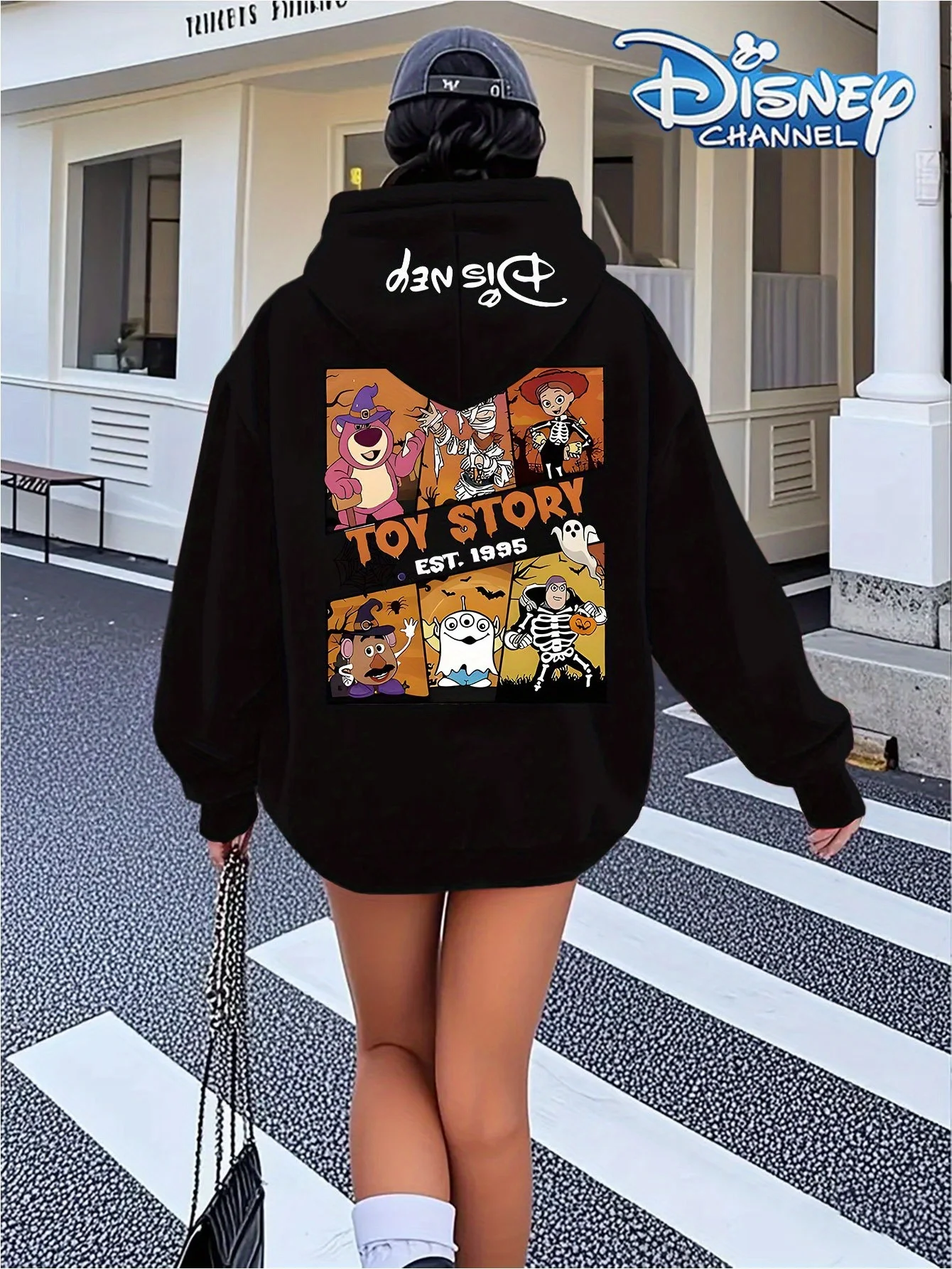 Disney Animation Series Sweet Cool abbinato alla moda Street Autunno/Inverno con cerniera Felpa con cappuccio oversize da donna per adulti