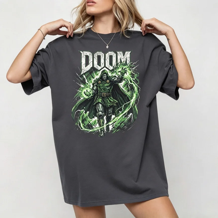 Doctor Doom DOOM Comic Villain Graphic Print Unisex Oversized T Shirt Crew Neck Short Sleeve Tee Summer Casual Streetwear Tops