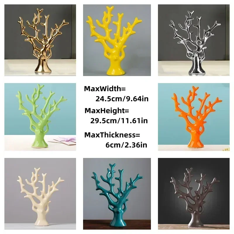 Glaze Porcelain Simple Coral Tree Decoration Nordic Ins Tree Ceramic Ornaments Home Cabinet Decor Crafts Multi Color Optional