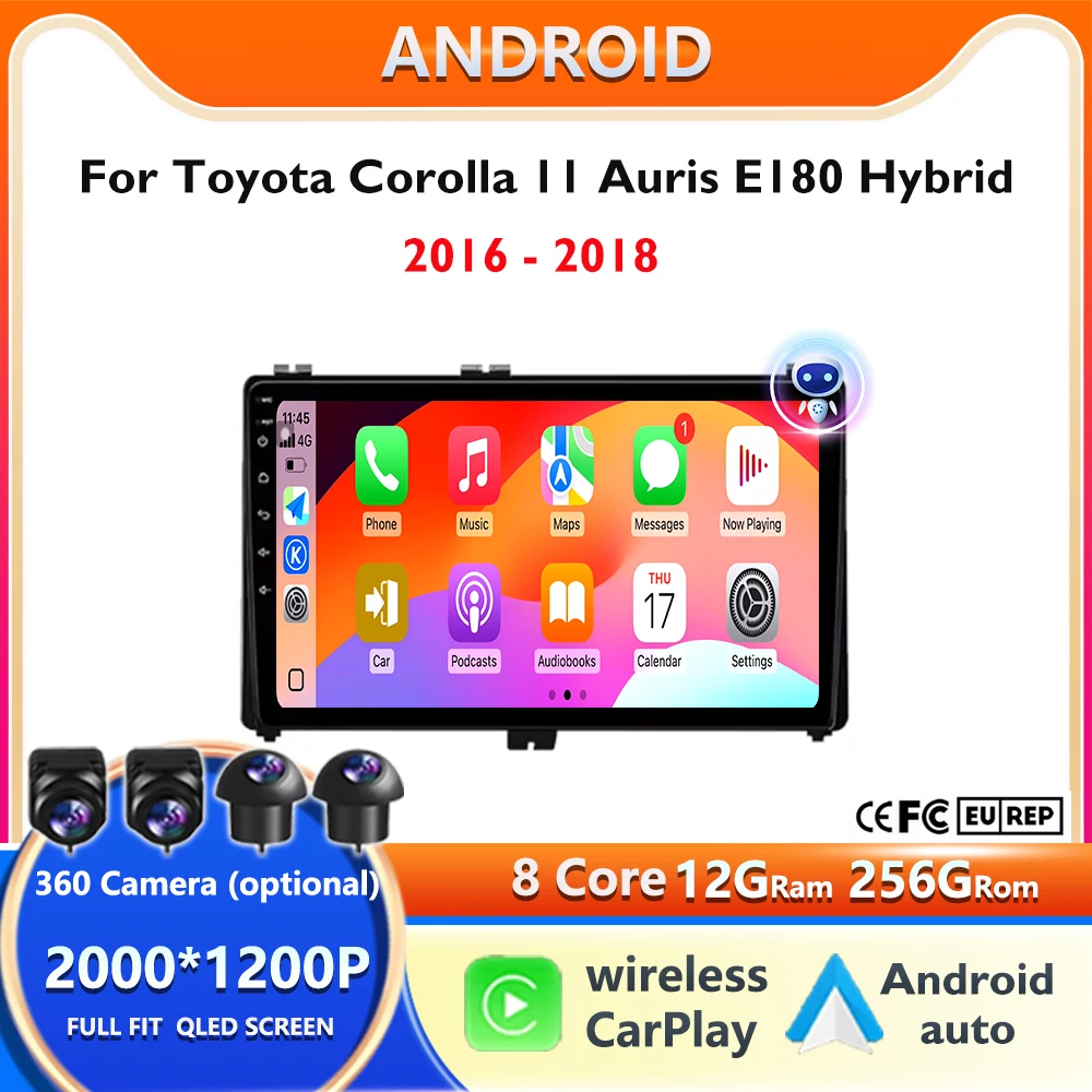 

Android15 Car Stereo Radio Multimedia Video Player For Toyota Corolla 11 Auris E180 Hybrid 2014-2018 GPS FM Carplay Android Auto