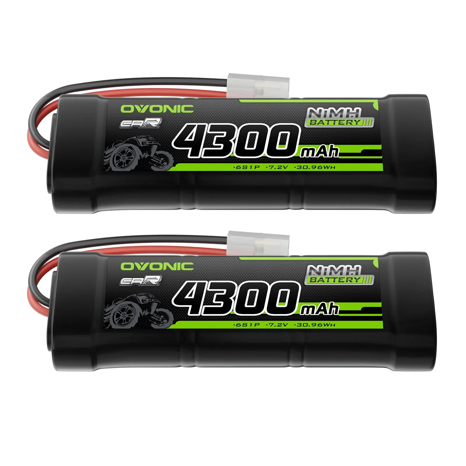 OVONIC 7.2 V RC NiMH Battery 4300 mAh with TMY Connector for RC Car Truck Truggy (2P