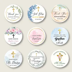 Customized Christening Stickers Baby Decoration and Communion Gift Tags Personalized Wedding Bride Thank You Party Stickers