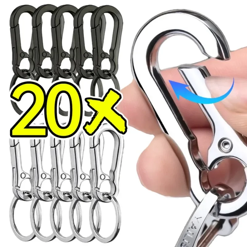 1/20Pcs Metal Keychains for Climbing Hook Men Unisex Anti-theft Adjustable Car Keyrings Jewelry DIY Key Chain Making Crafts