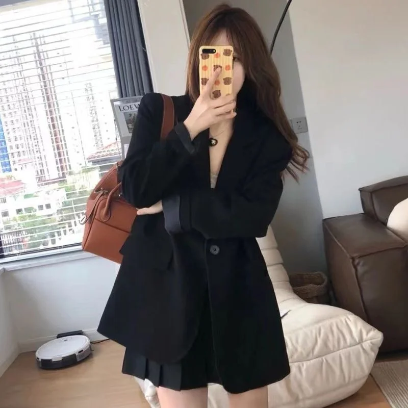 

Blazers Female Summer Women'S Suit Khaki Tweed Short Sleeve European American Style Simple Round Leisure Fall Winter Splicing