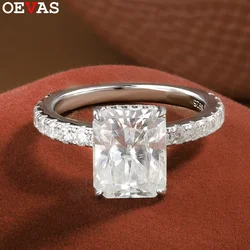 OEVAS 4 Carat D Color Radiant Emerald Cut full Moissanite Wedding Ring For Women 100% 925 Sterling Silver Party Fine Jewelry
