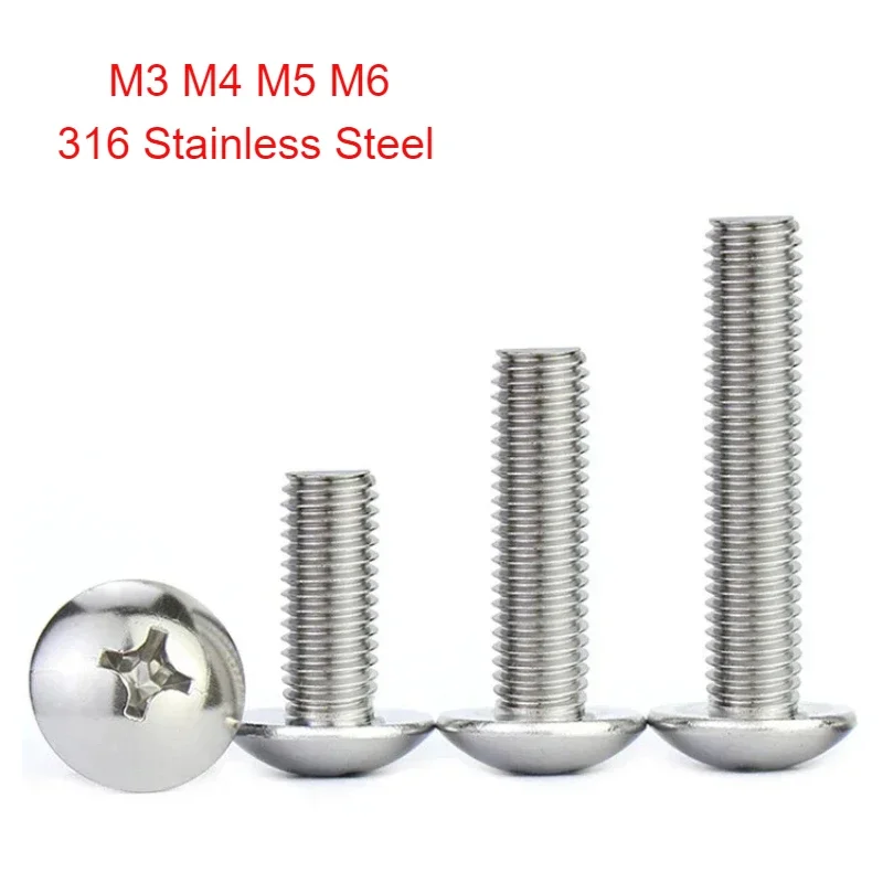 3-20pcs 316 Stainless Steel Phillips Truss Flat Head Screws Phillips Mushroom Head Bolts M3 M4 M5 M6