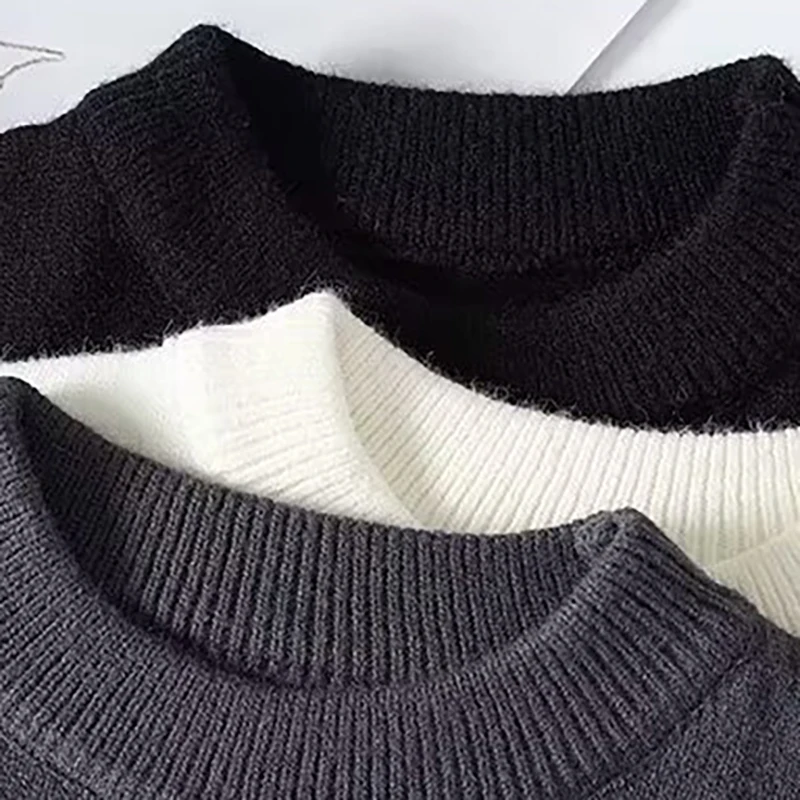 ثقب تصميم الرجال تريكو سترة البلوز الخريف الشتاء الجولة الرقبة بلون سميكة محبوك سترة المعتاد الذكور البلوز