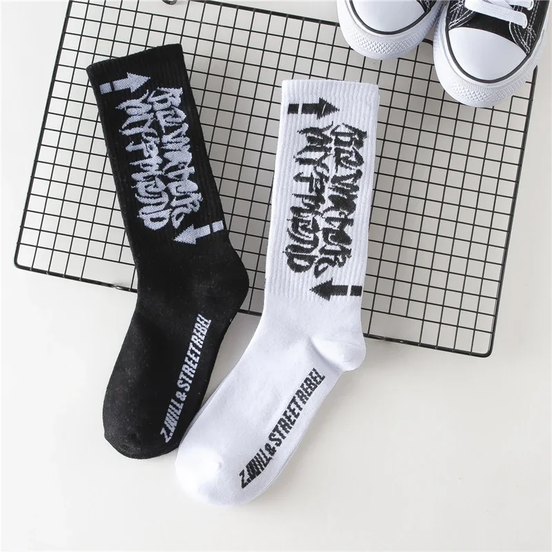 Calcetines de punto con palabras de Humor Harajuku para hombre, medias de Hip Hop, Skateboard callejero, Unisex, Happy Sokken EU 34-43, envío directo