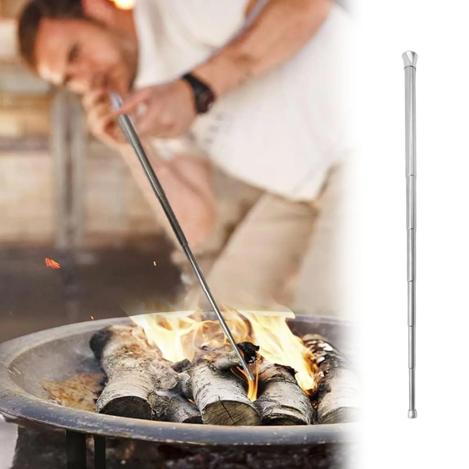 Fire Blower Tube Stainless Steel Telescoping Air Pipe Outdoor Portable Fire Starting Tool Camping Grill Fire Pit Durable Gear