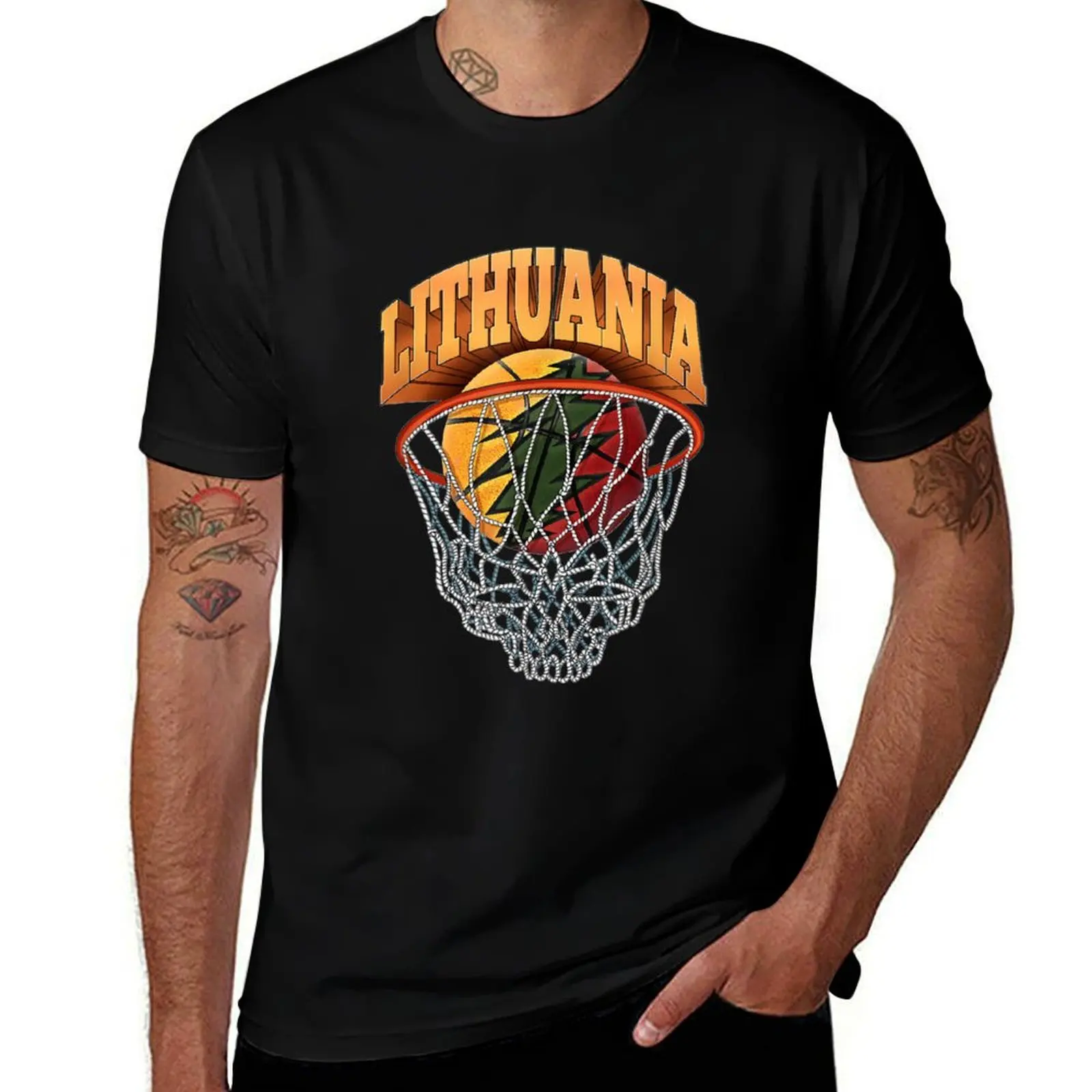 Lithuania Basketball Skeleton Net Classic T-Shirt cute tops vintage clothes shirts graphic tees t shirt men