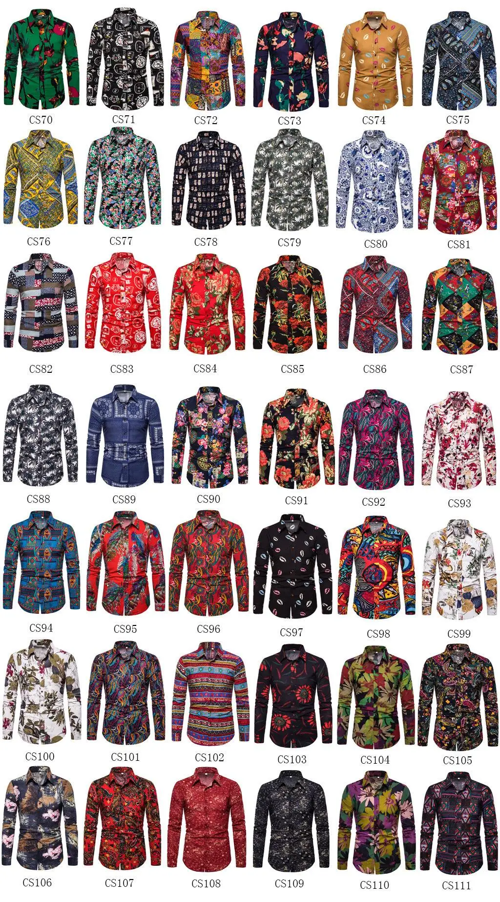 Four Seasons New Men\'s Casual Fashion Printing Large Size Long Sleeve Floral Shirt Cotton Linen Thin Section