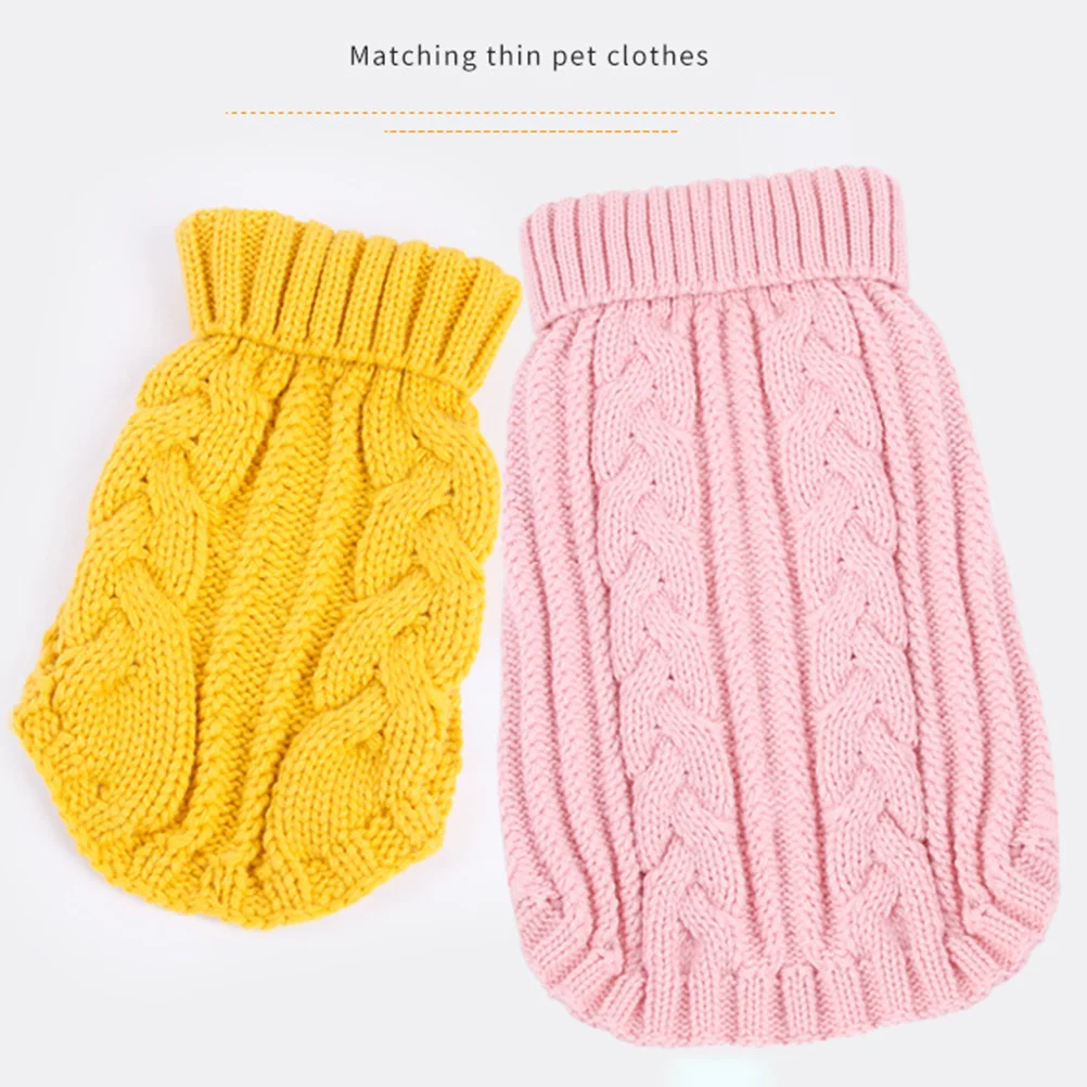 

Dog Sweater Knitted Acrylic Fiber Thin Design Comfortable Yellow Puppy Clothes for Walking Outdoor Party Photo
