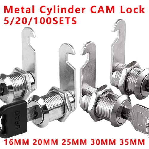 Imagen 1 del producto Juego de llaves rotativas de Metal, botón de bloqueo, cilindro de enclavamiento, armario, casillero de seguridad, 16mm, 20mm, 25mm, 30mm, 35mm, 5/100 juegos