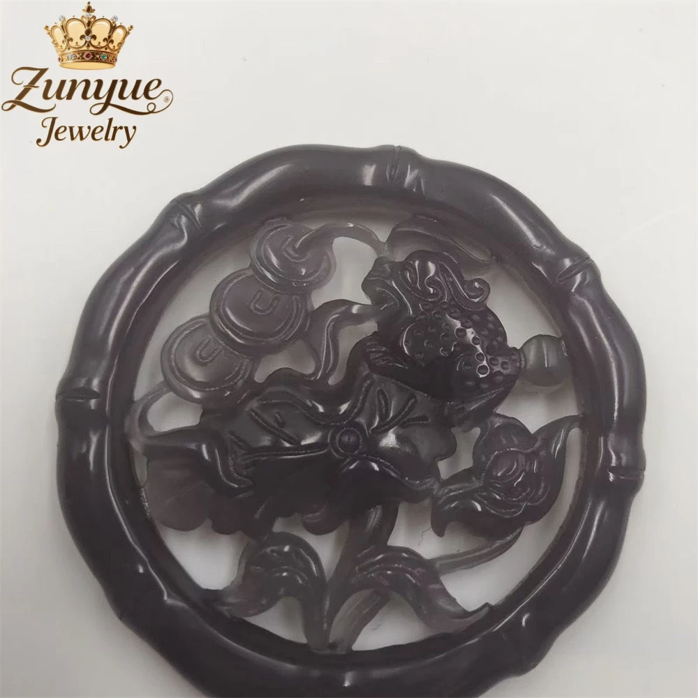 

High-End Hetian Jade Smoke Purple Pendant Luxury Quality Jewelry Handicraft Fashion Jewelry Exquisite Charms Elegant Popular