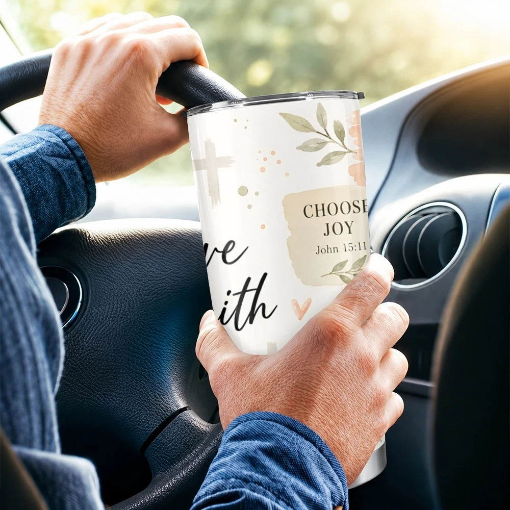 Christian Faith Vacuum Flasks 20oz Long Lasting Hot Cold Drinks Container Leakproof Stainless Steel Cup&Straw&Travel Gift