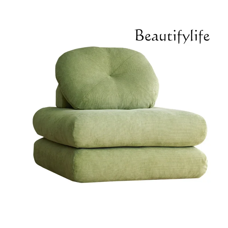 

Fabric sofa tofu block without armrest removable and washable module down tatami Nordic small apartment cream surprise