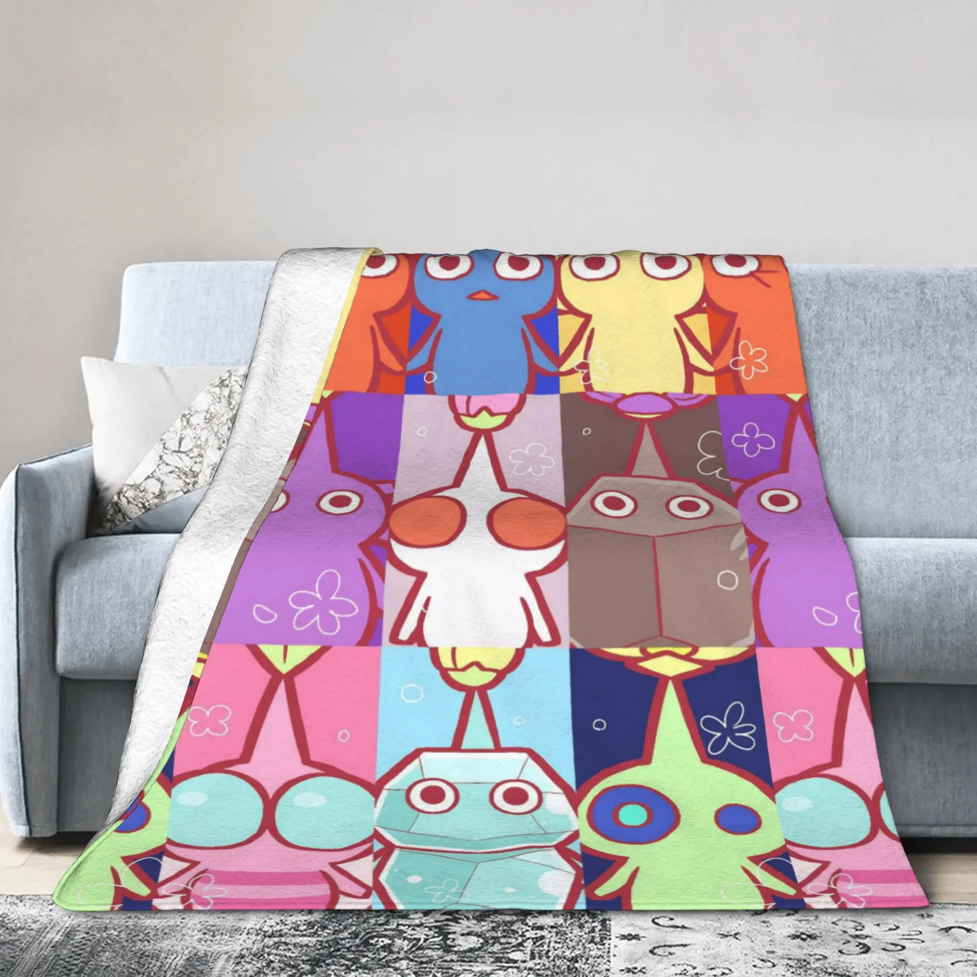 Pikmins Family Cute Fun Flannel Blanket Game Anime Awesome Bedding Throw Blankets for Home Sofa Warm Gift Breathable