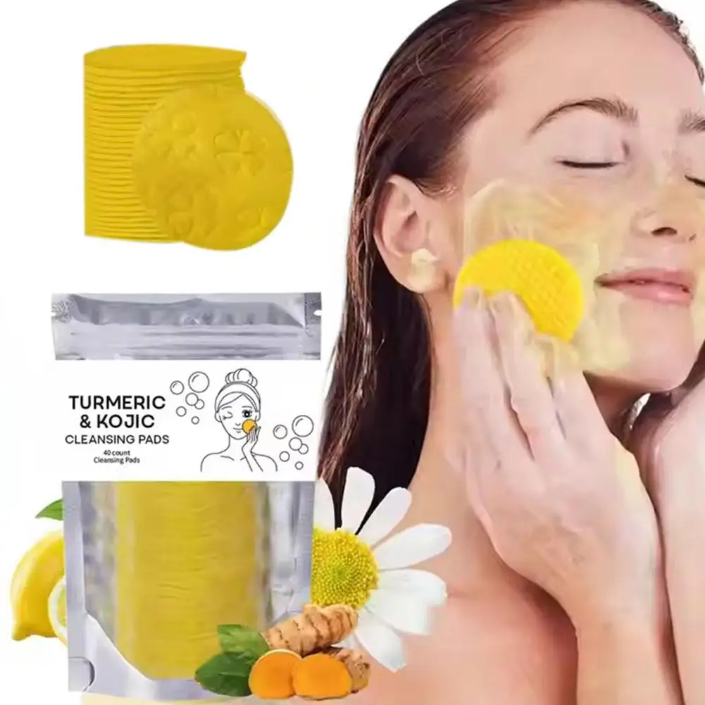 20/30/40pcs Turmeric Kojic Acid Cleansing Pads Exfoliating Cleansing Removes Dirt Exfoliating Sponges Cleansing Pads G1n0