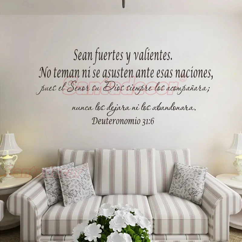 Vinyl Wall Art Decal Sticker Sean Fuertes Y Valientes Bible Verse Home Decor Poster Deuteronomy 31: 6 House Decoration Wallpaper