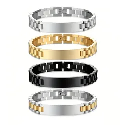 Stainless steel bracelet with custom text for men and women, logo engraved watch band, ID bracelets, jewelry gifts