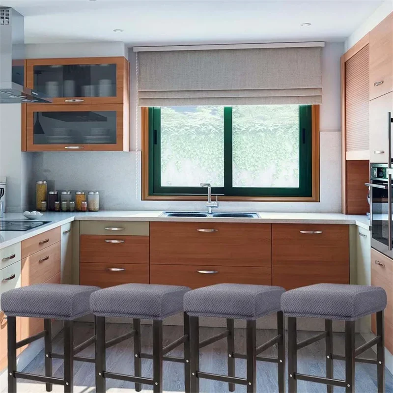 1pc Square Stool Covers Jacquard Elastic Bar Stool Slipcovers Counter Saddle Seat Covers for Home Living Room Coffee Restaurant