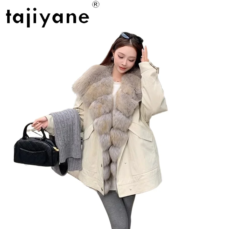 TAJIYANE 90% White Goose Down Coats Woman Luxury Fox Fur Collar Puffer Jacket Warm Winter Parkas Jackets 2026 Women Clothes 다운패딩