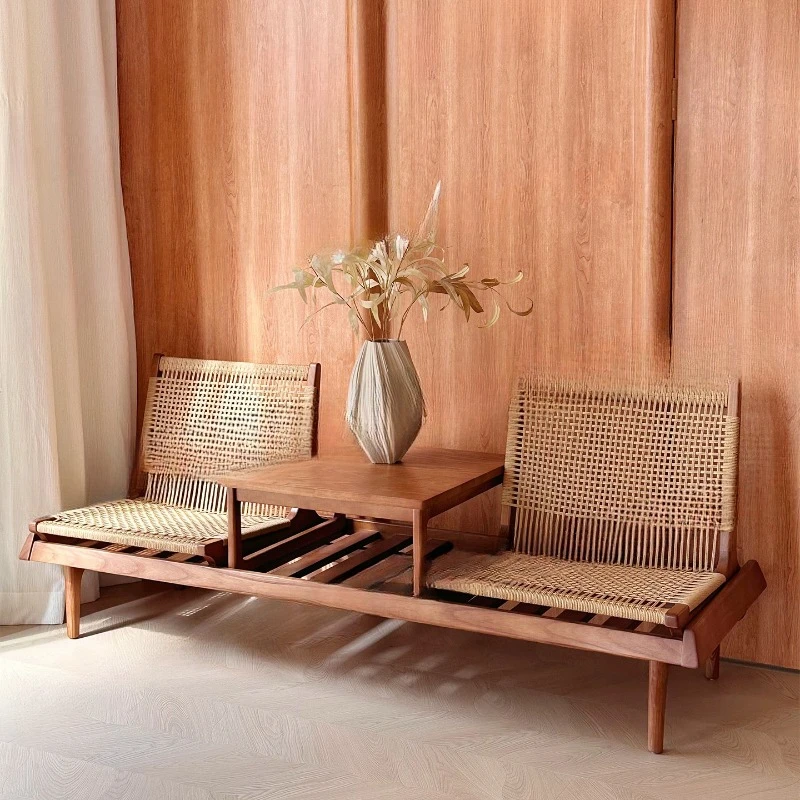 

Solid wood tea table balcony, small tea table, retro homestay tea table and chairs