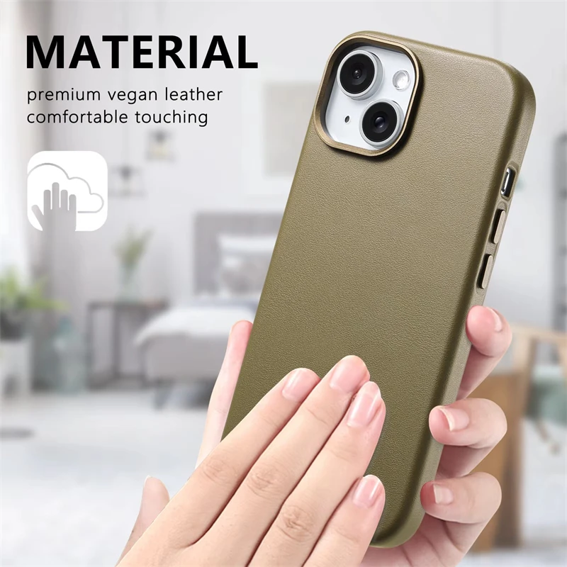 حافظة جلدية مغناطيسية Macsafe لهاتف Magsafe IPhone 17 Air 14 13 15 16 Pro Max Plus 16Pro IPhone16 ProMax I غطاء آمن للهاتف Mac