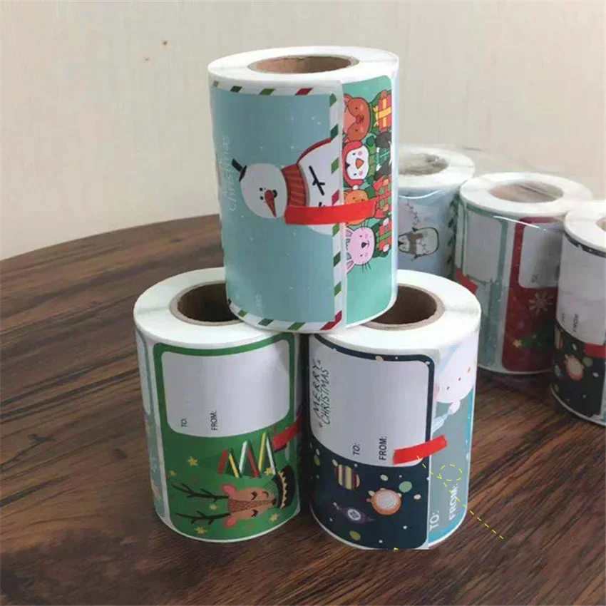 50pcs Celebrate Christmas Sticker Adhesive Labels Envelope Seal Thank You Sticker To From Gift Name Tags Xmas party decoration