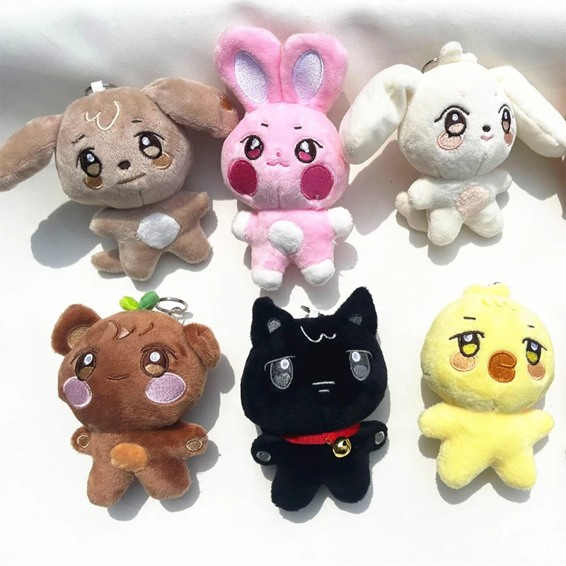 Kpop ATEEZ Seonghwa Hongjoong Plush Keyrings Cartoon Pop Up ANITEEZ Yunho Yeosang San Mingi Figures Keychains Bag Pendants