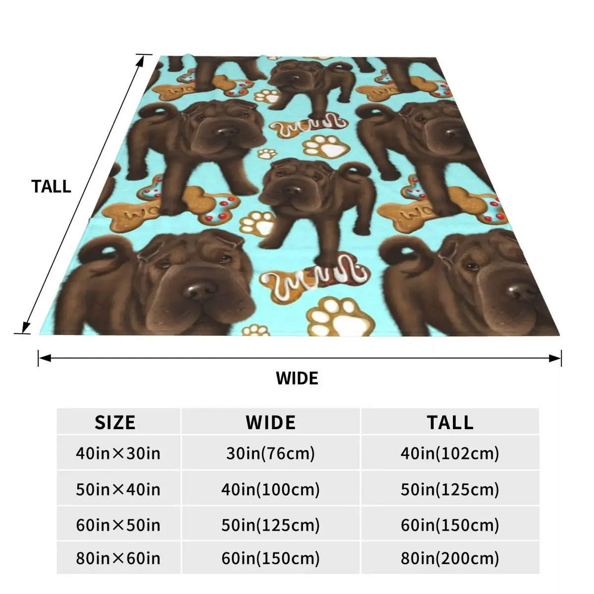 Shar Pei Blue Biscuits Flannel Blankets Quality Soft Durable Funny Dog Throw Blanket Winter Camping Bed Aesthetic Bedspread