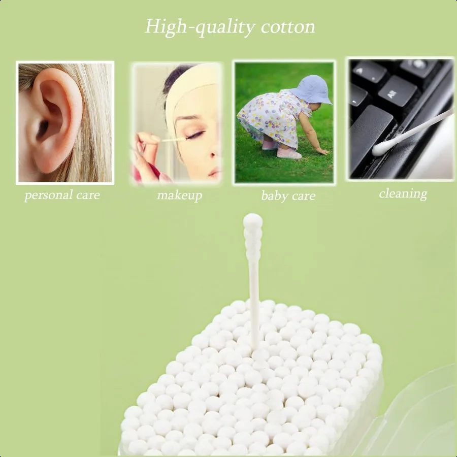 1000 Count Mini Cotton Swabs Spiral Round Cotton Swab with Paper Stick for Personal Care and Cleaning