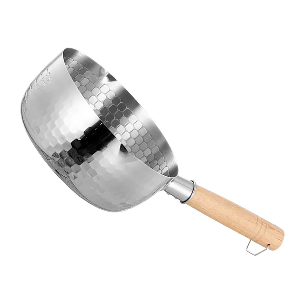 

1pc Wooden Handle Small Milk Pot Stainless Steel Soup Kettle Nonstick Saucepan Baby Food Cooking Kitchen Cookware Stove Top Pots