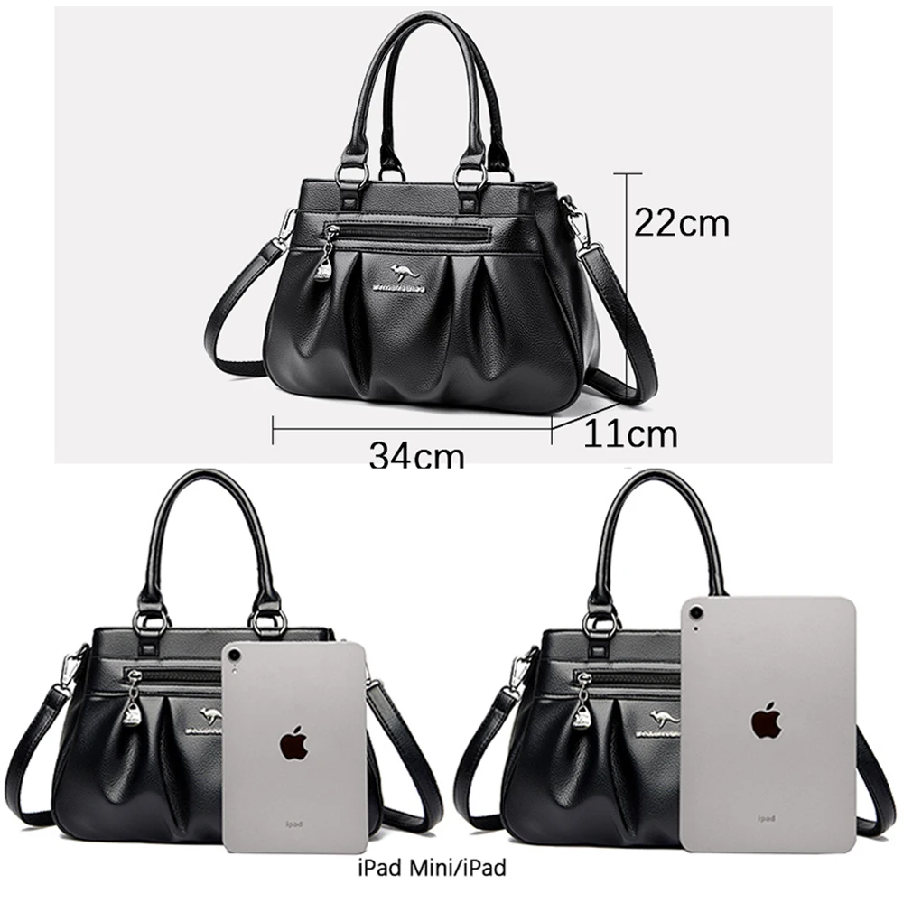 High Quality Soft Leather Shoulder Crossbody Bags For Women Large Capacity Luxury Bag Brand Designer Casual Handbag Sac A Main