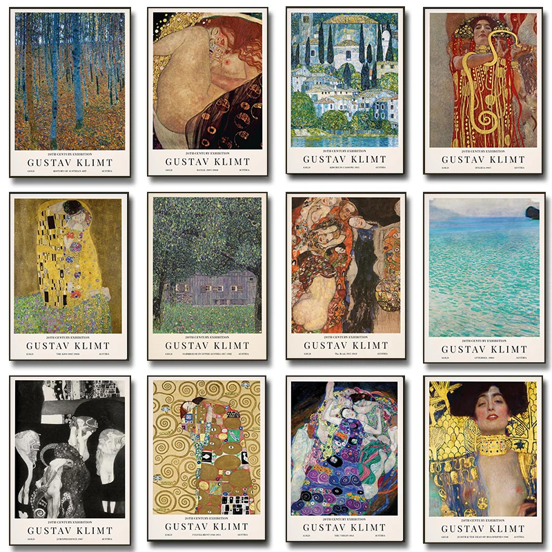Pósteres de exposición Floral clásicos de Gustav Klimt, impresiones de Nuevo, pintura en lienzo del Museo de Klimt, imágenes de pared, decoración para el hogar y la sala de estar