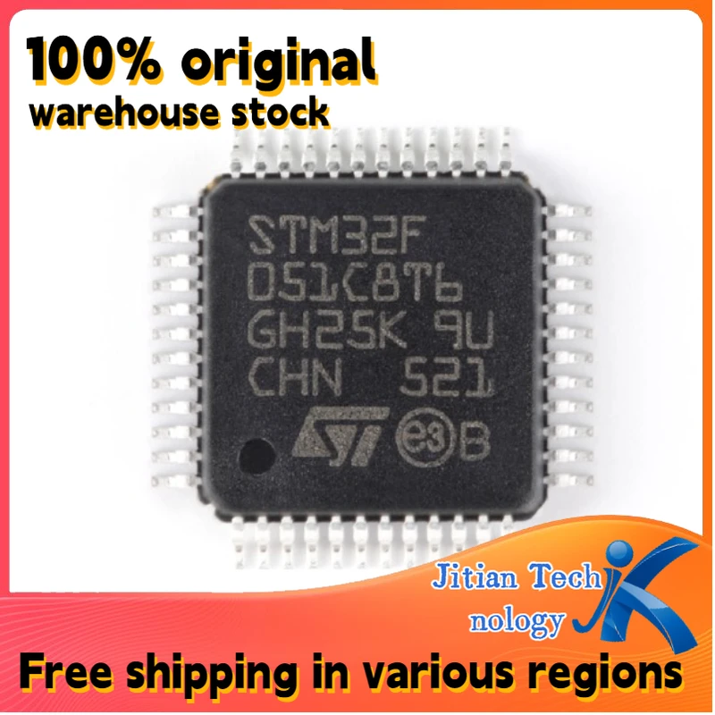 100% new 10PCS STM32F051C8T6 LQFP-48 32-bit Microcontroller - MCU Channel direct sales