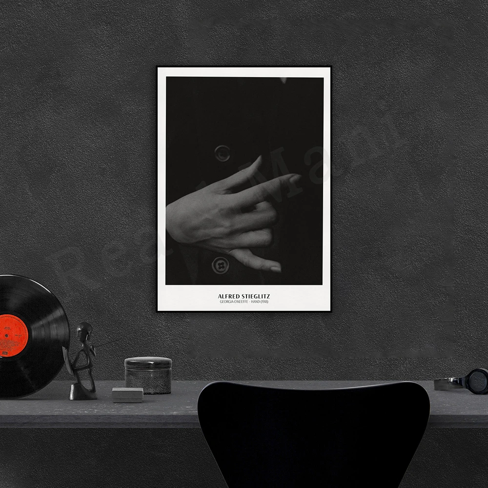 Alfred Stieglitz poster, Georgia O'Keeffe, hand, black and white print, photography, modern art photo home wall decor